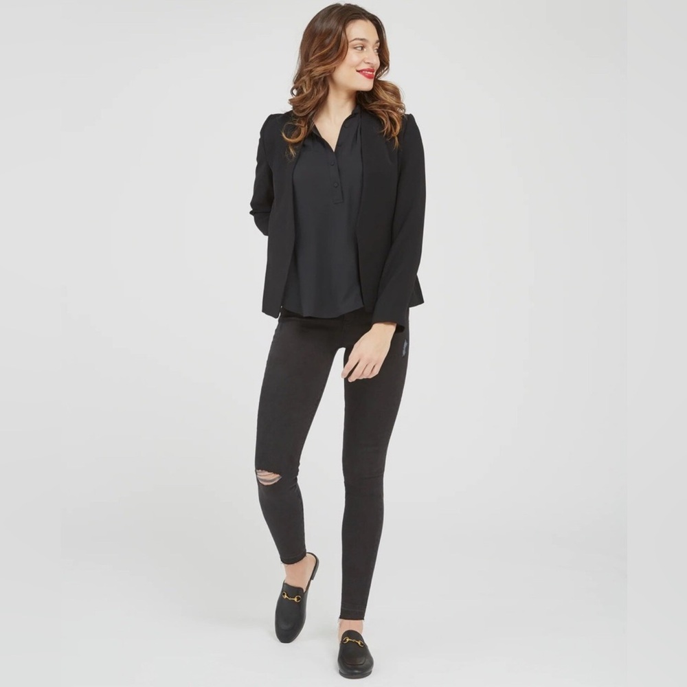 SPANX Ankle Skinny Distressed black pull-on jeans size: Medium Tall